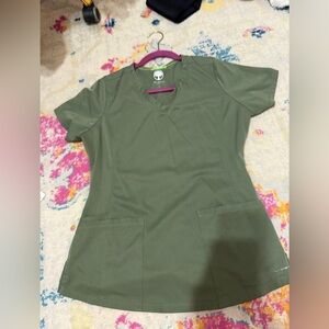 healing hands olive green scrub top and bottom